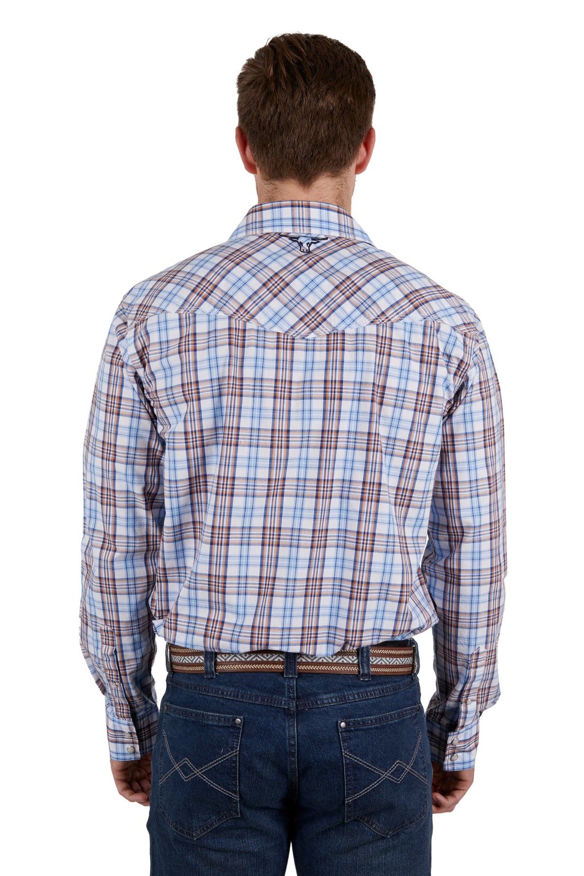 Pure Western Mens Lucas Shirt - White/Blue