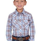 Pure Western Boys Lucus Shirt - White/Blue