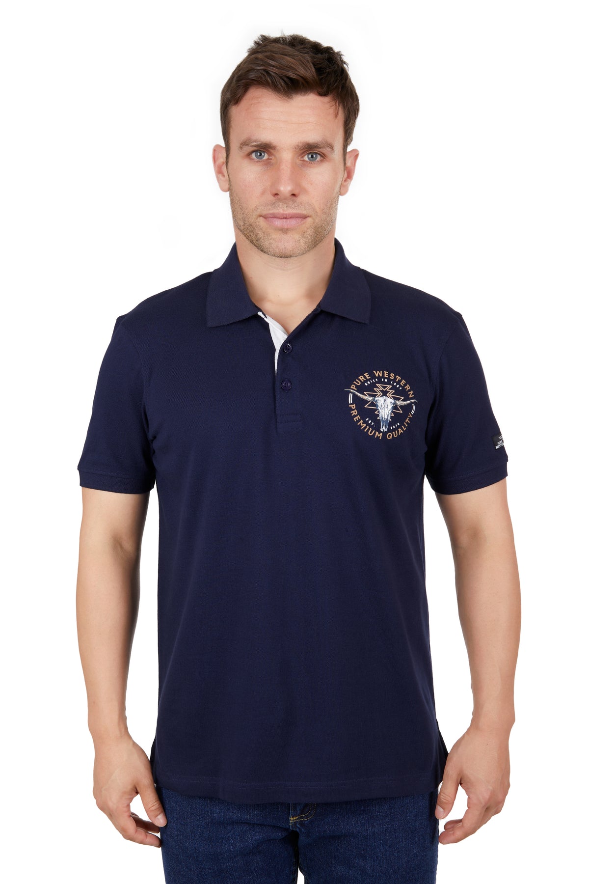 Pure Western Mens Mack Polo - Navy