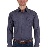 Pure Western Mens Avondale Shirt - Navy/Orange