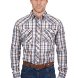Pure Western Mens Evan Shirt - White/Tan