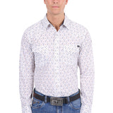 Pure Western Mens Keith Shirt - Navy/Tan