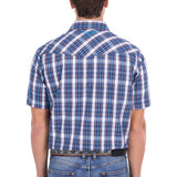 Pure Western Mens Larry Short Sleeve Shirt - Navy/Blue