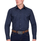 Pure Western Mens Marc Shirt - Navy/Multi