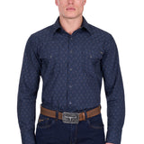 Pure Western Mens Marc Shirt - Navy/Multi