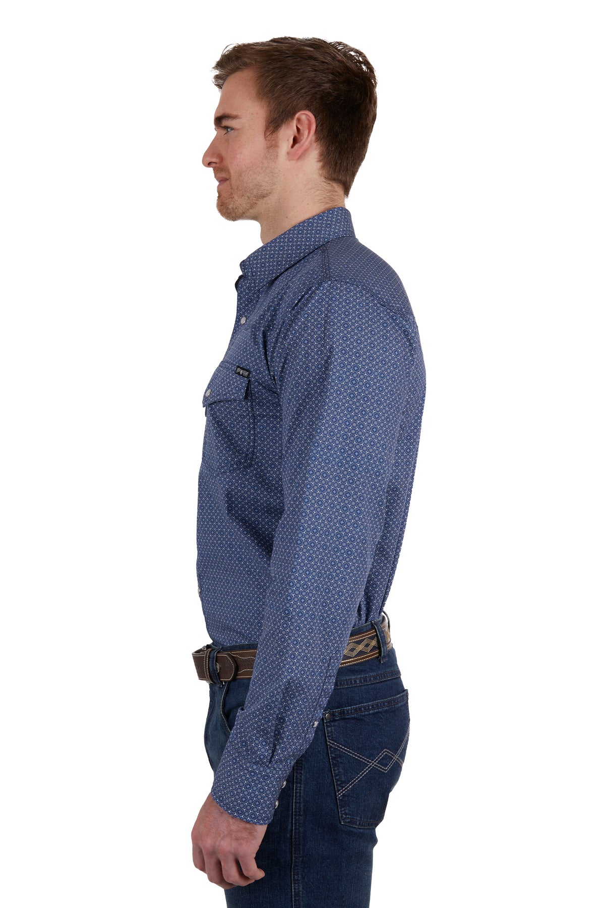 Pure Western Mens Melville Shirt - Navy/White