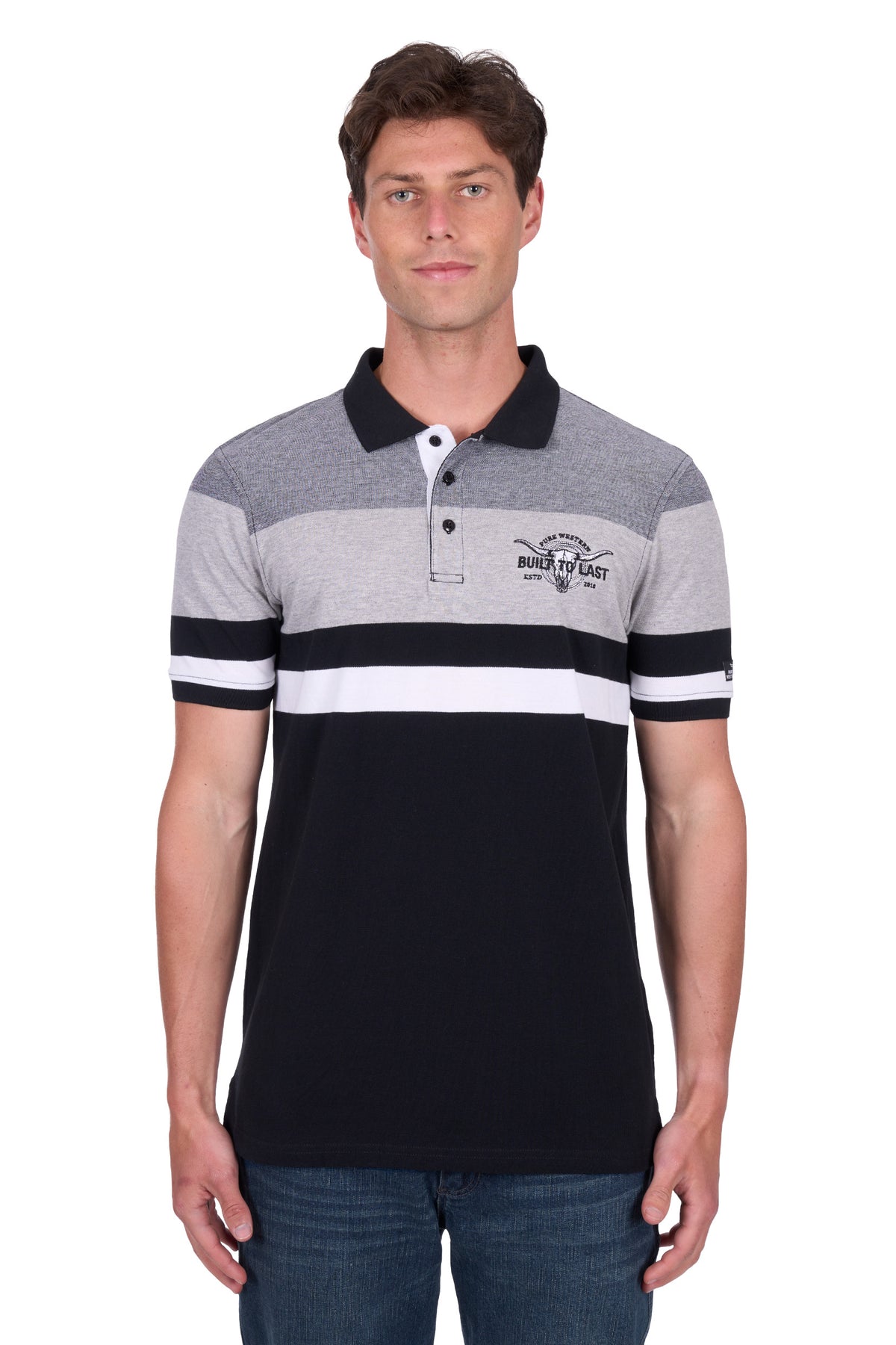 Pure Western Mens Shane Polo - Black