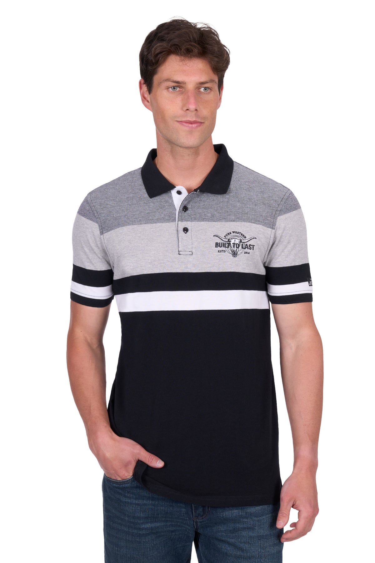 Pure Western Mens Shane Polo - Black