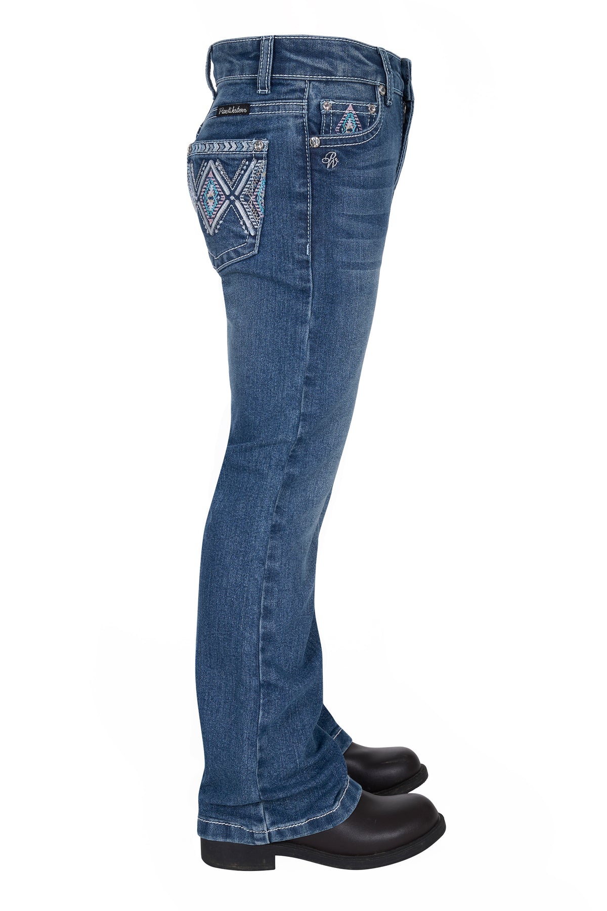 Pure Western Girls Pam Boot Cut Jeans- Retro Blue