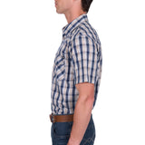 Pure Western Mens Peter Short Sleeve Shirt - Navy/Tan