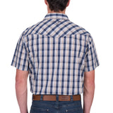 Pure Western Mens Peter Short Sleeve Shirt - Navy/Tan