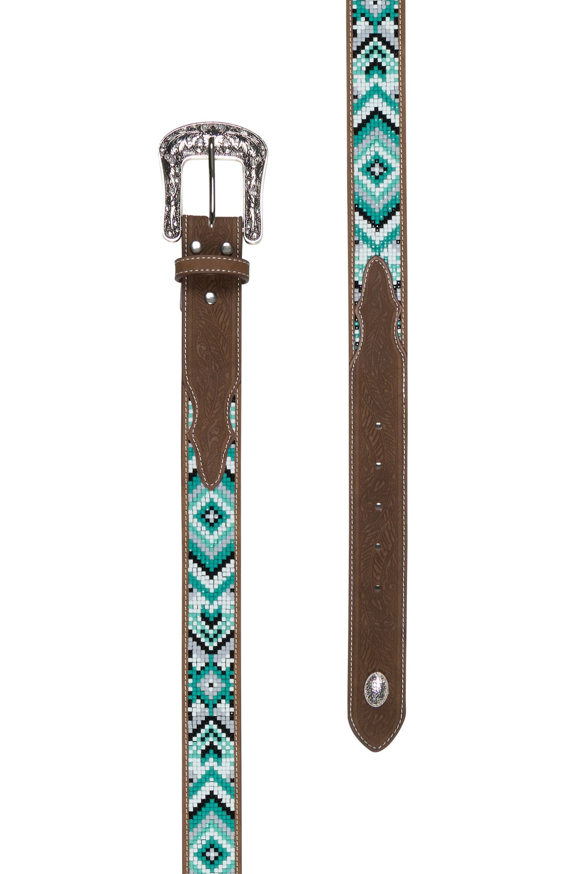 Pure Western Samantha Belt - Tan/Turquoise