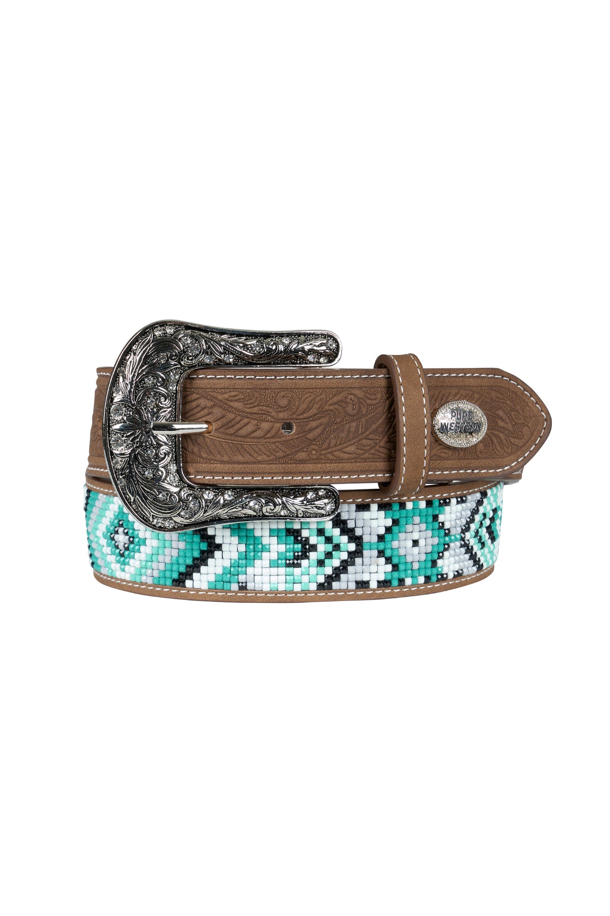 Pure Western Samantha Belt - Tan/Turquoise