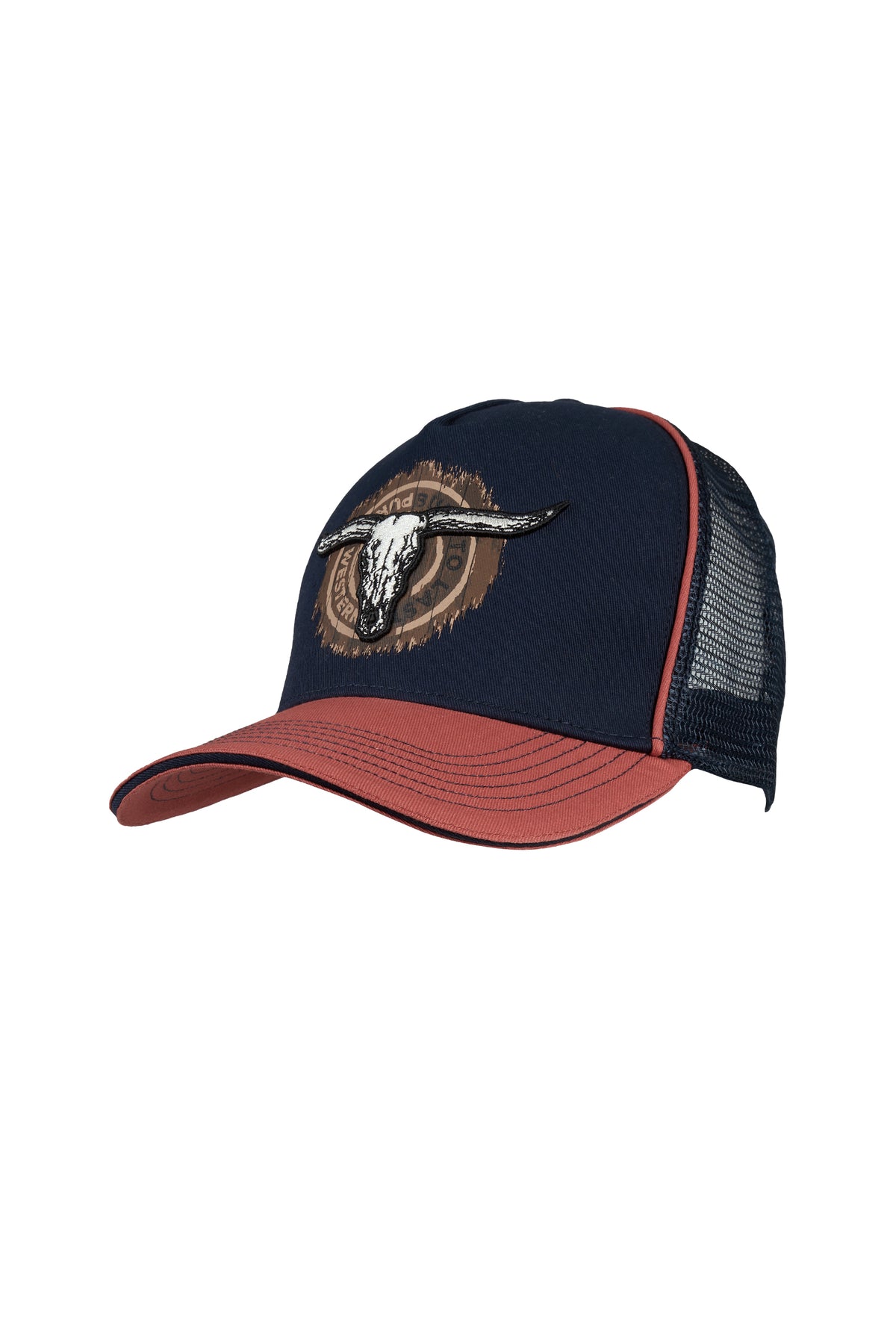Pure Western Samuel High Profile Trucker Cap - Navy/Rust