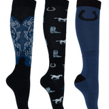 Pure Western Riding Socks 3pk - Blues