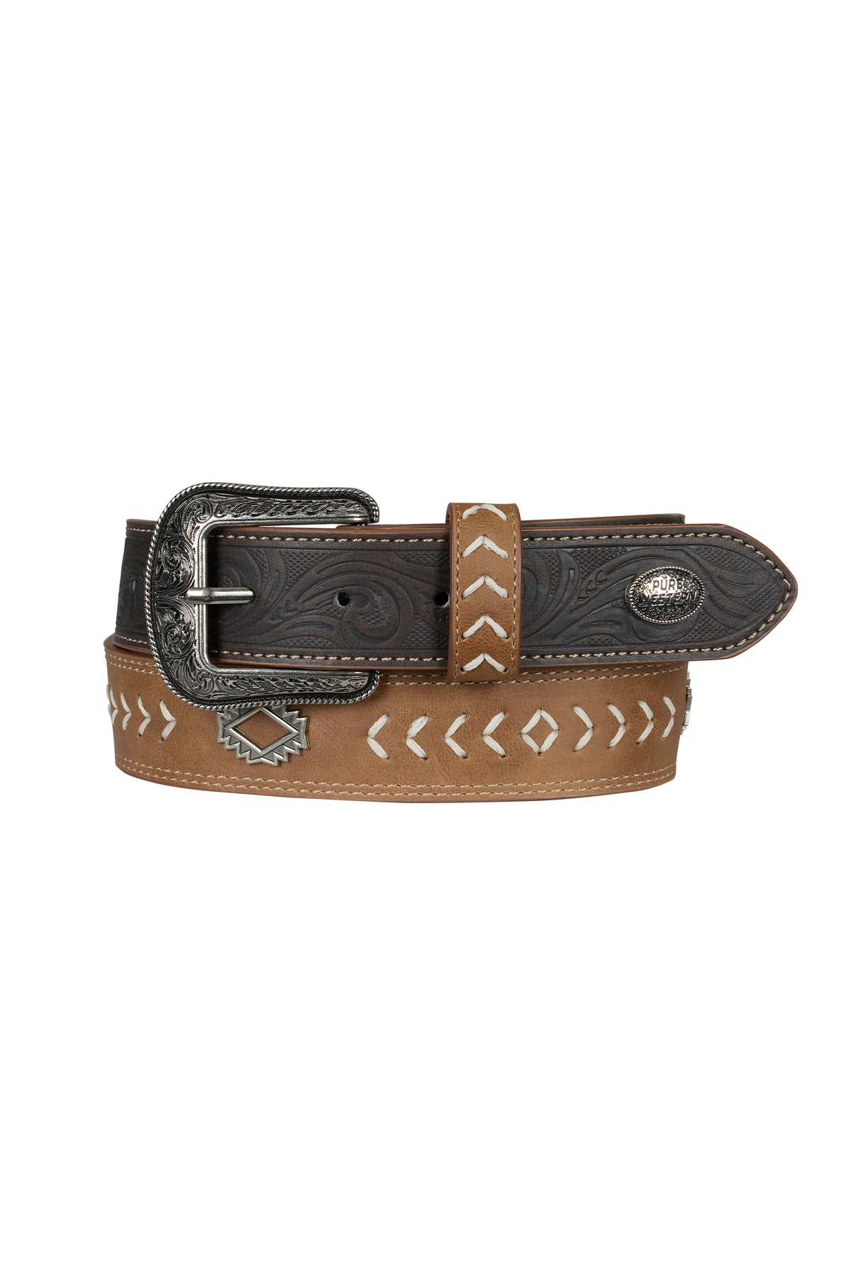 Pure Western Terrence Belt - Tan/Chocolate