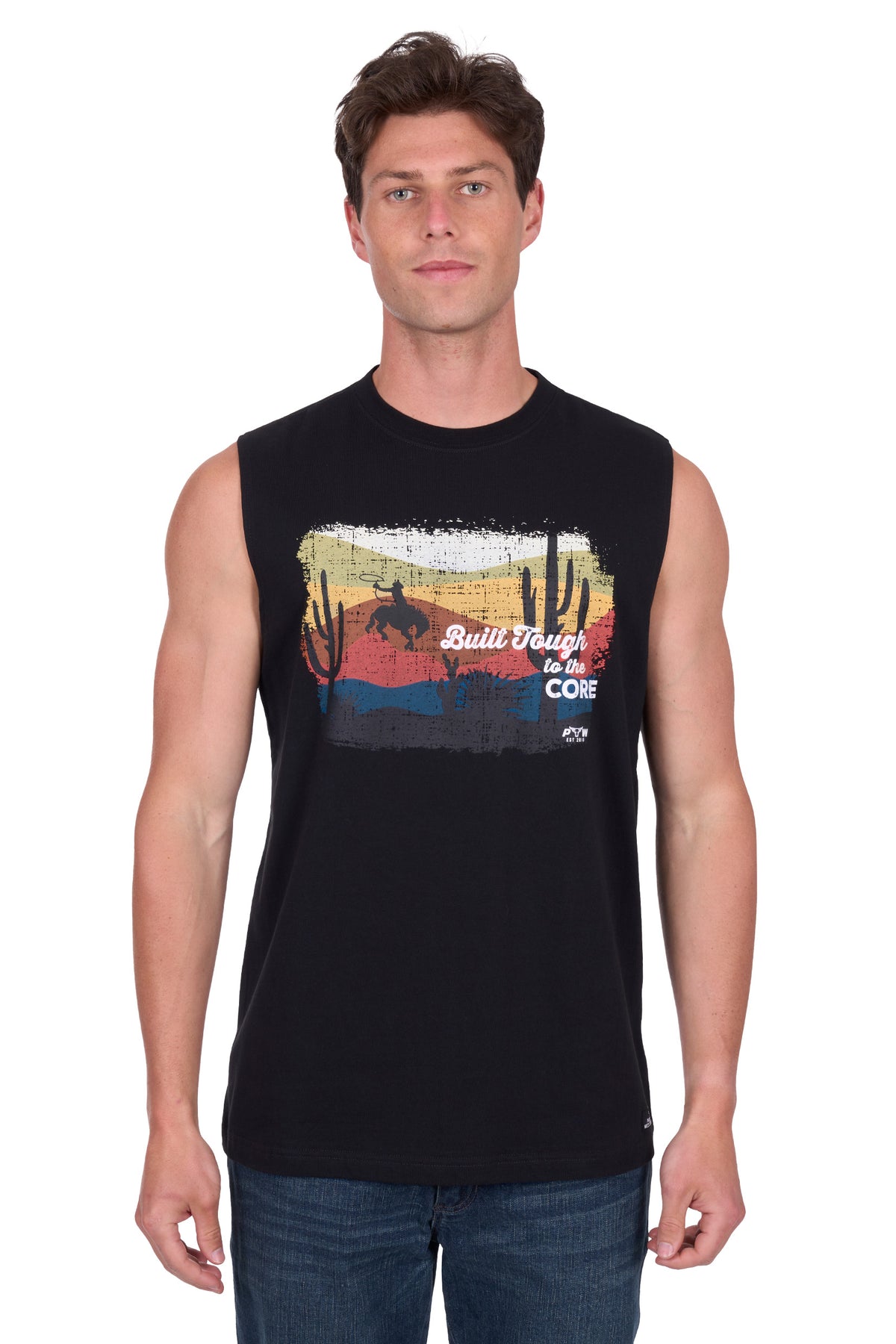 Pure Western Mens Terry Muscle Tank - Black