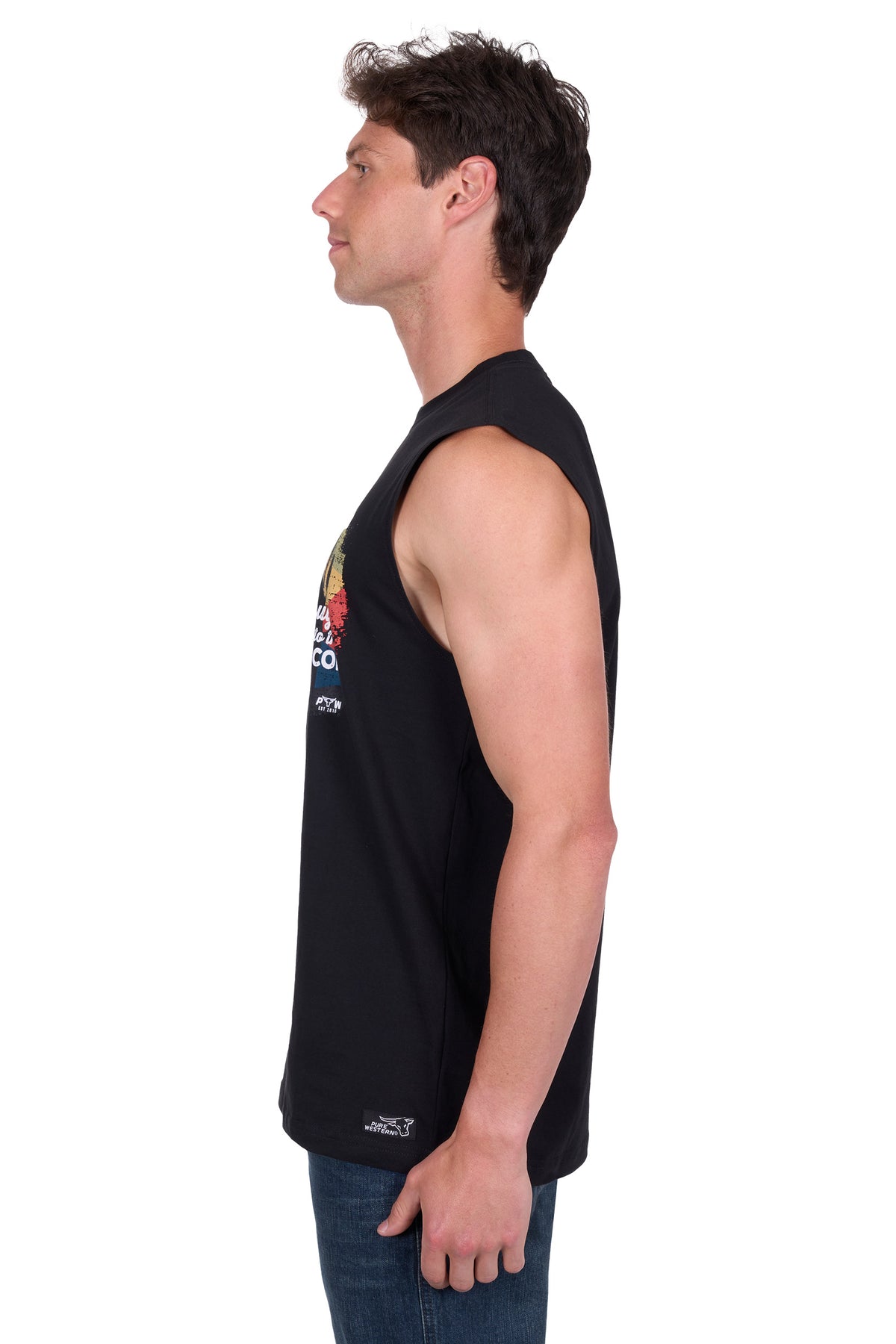 Pure Western Mens Terry Muscle Tank - Black
