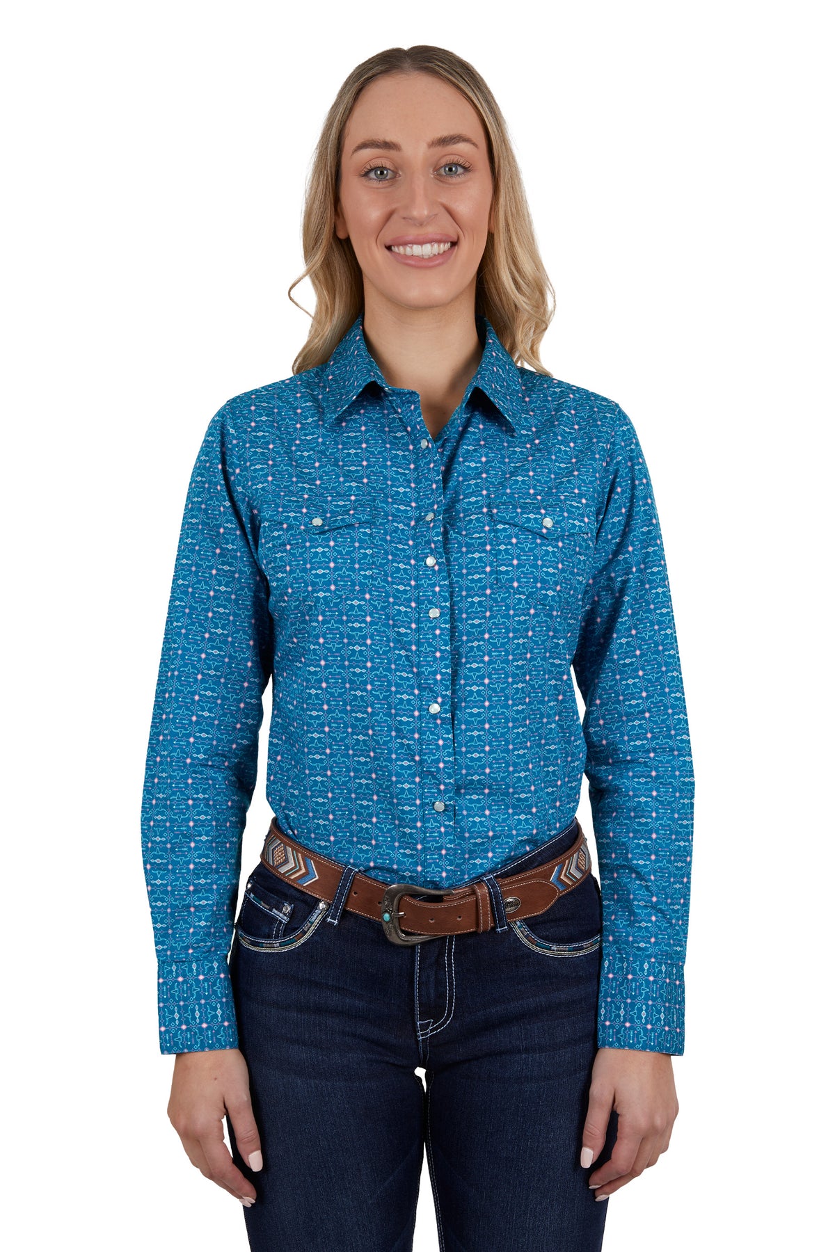 Pure Western Womens Tomeka Shirt - Blue