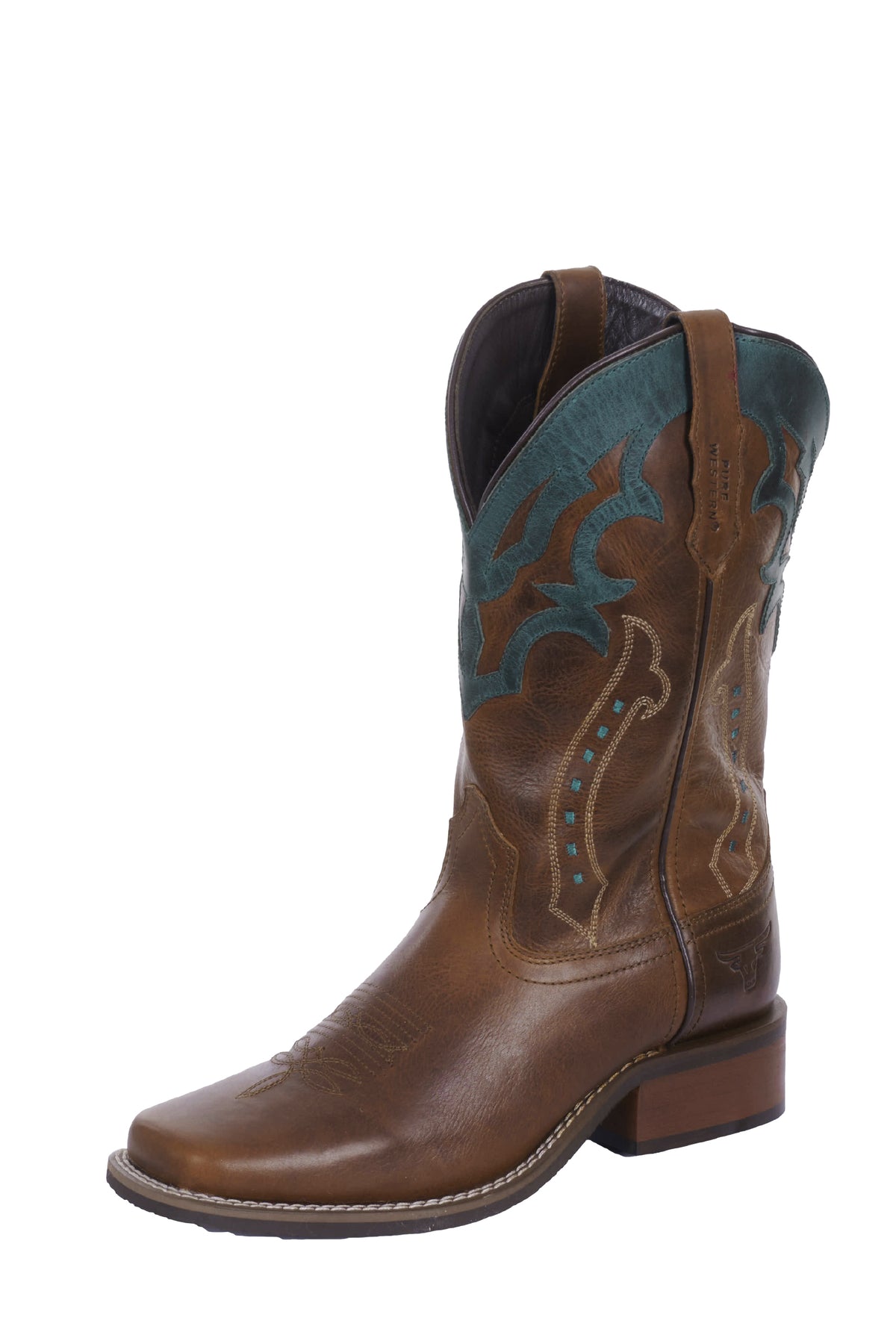 Pure Western Womens Abilene Boot - Oiled Brown/Dark Teal