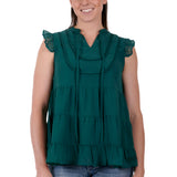 Pure Western Womens Athena Blouse - Green