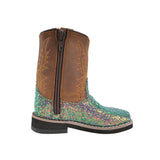 Pure Western Childrens Sadie Boot - Blue/Glitter Brown