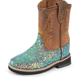 Pure Western Childrens Sadie Boot - Blue/Glitter Brown