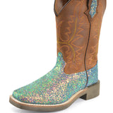 Pure Western Childrens Sadie Boot - Blue/Glitter Brown