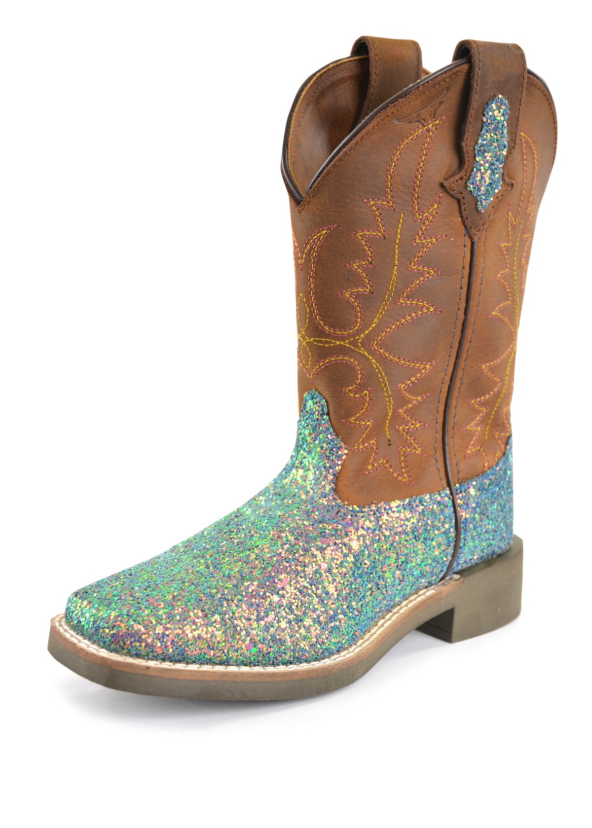 Pure Western Childrens Sadie Boot - Blue/Glitter Brown