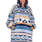 Pure Western Adults Aztec Snuggle Hoodie - Natural/Blue