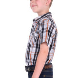 Pure Western Boys Terry Short Sleeve Shirt - Black/Rust