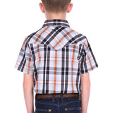 Pure Western Boys Terry Short Sleeve Shirt - Black/Rust
