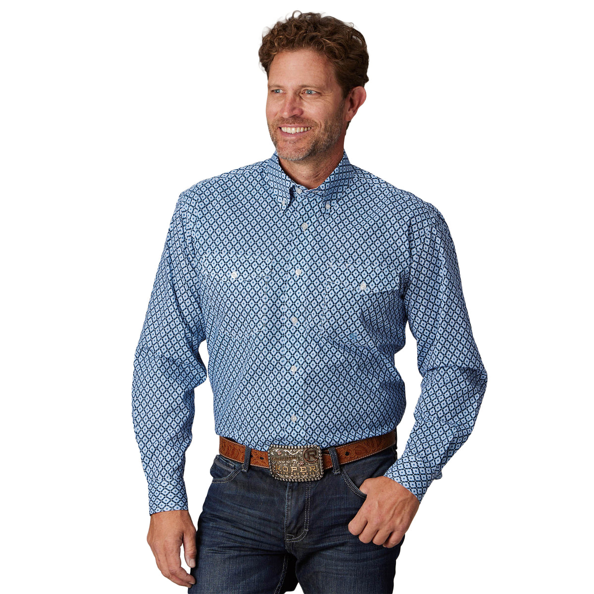 Roper Mens Amarillo Collection Shirt - Blue