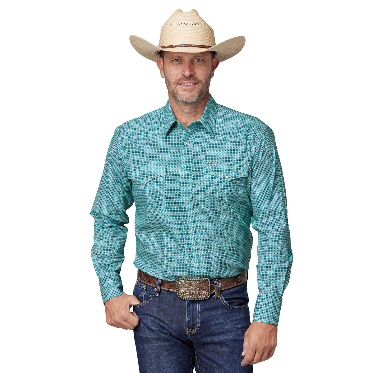 Roper Mens Amarillo Collection Shirt - Green