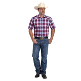 Roper Mens Amarillo Collection Short Sleeve Shirt - Plaid Red