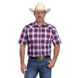 Roper Mens Amarillo Collection Short Sleeve Shirt - Plaid Red