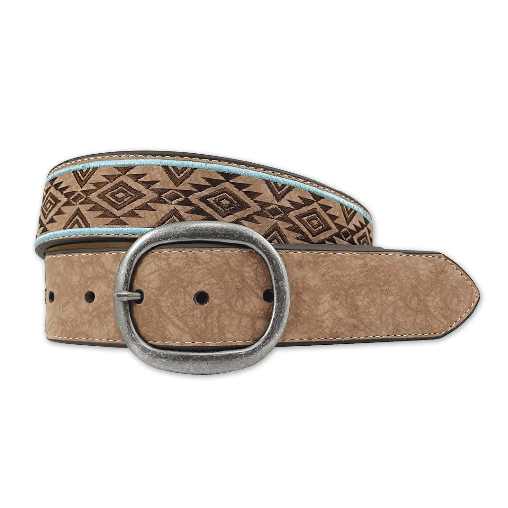 Roper Womens Belt Synthetic Leather - Aztec Embroidery Tan