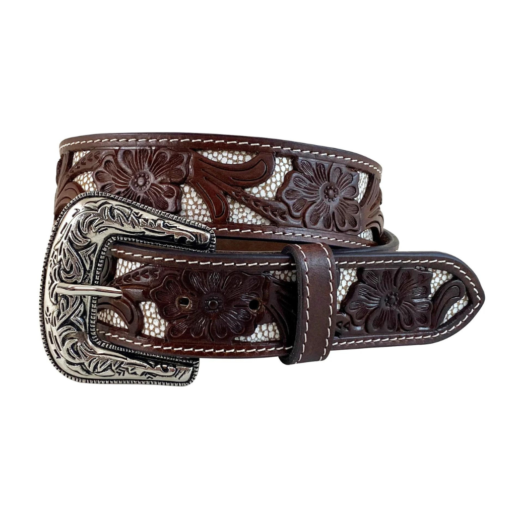 Roper Womens Belt With Floral Cutouts - Brown