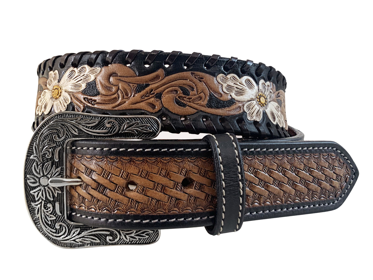 Roper Womens Belt - Western Floral Tooled Leather