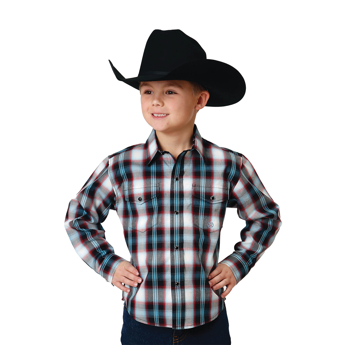 Roper Boys Amarillo Collection Shirt - Plaid Blue