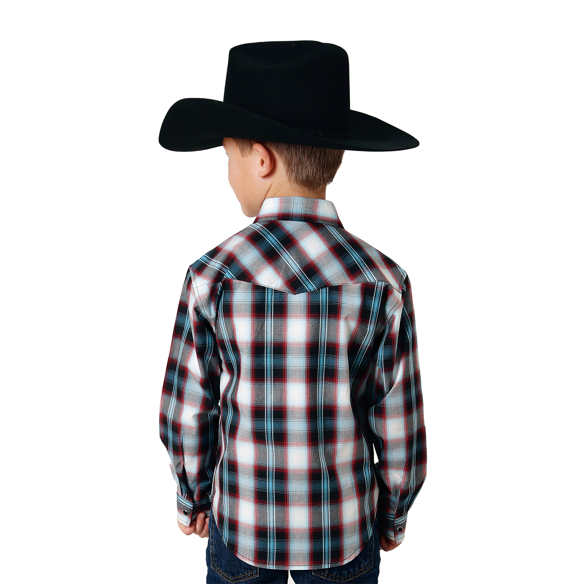 Roper Boys Amarillo Collection Shirt - Plaid Blue