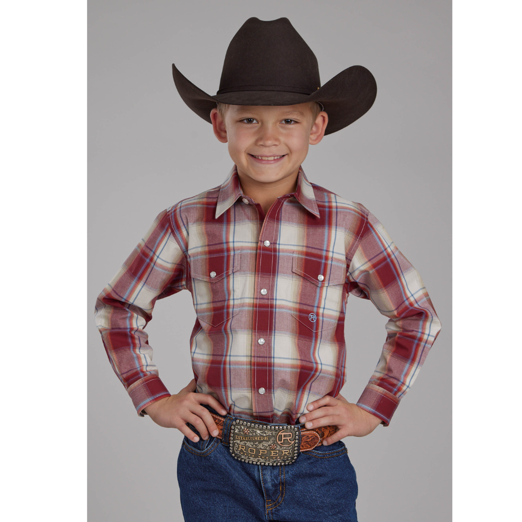 Roper Boys Amarillo Collection Shirt - Plaid Red