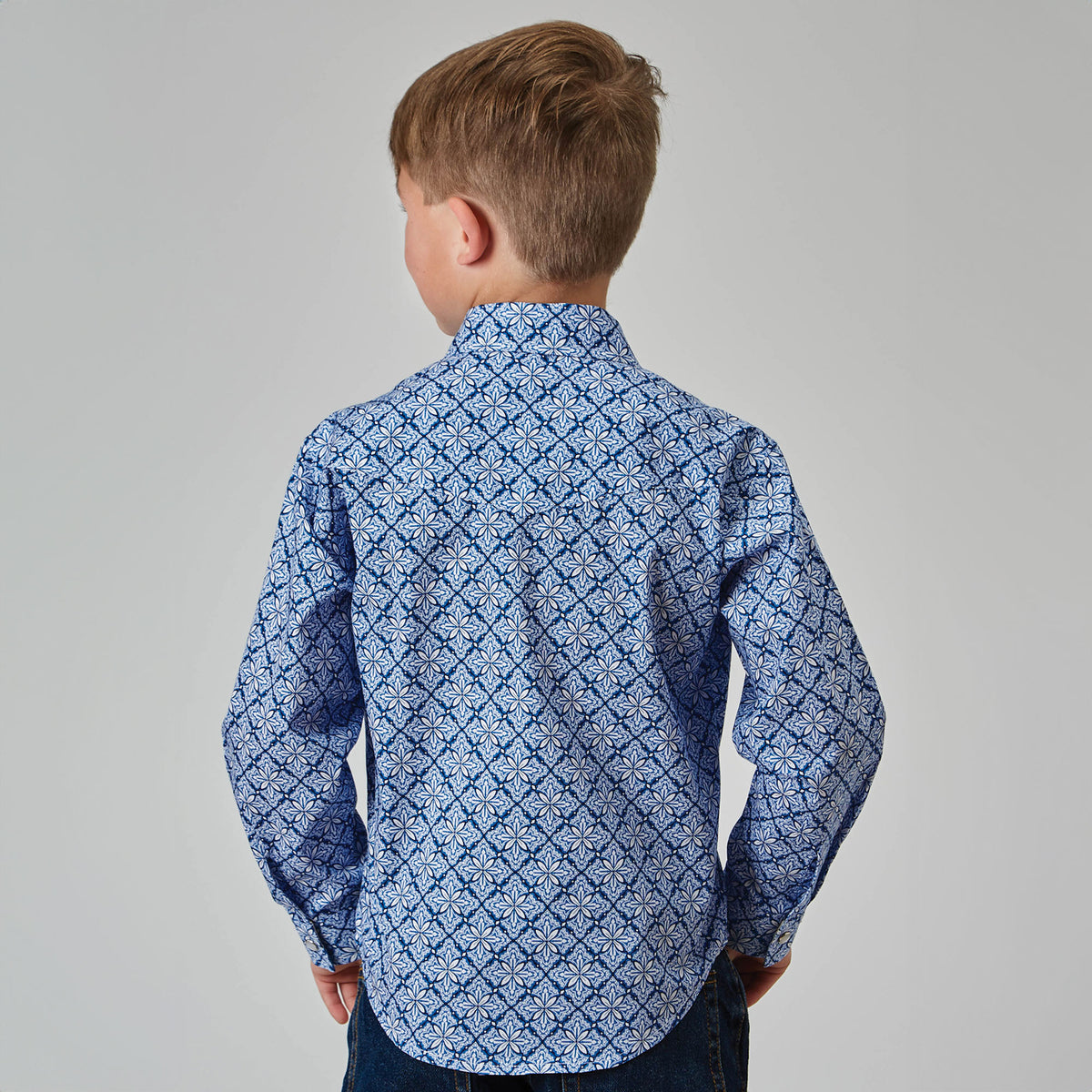 Roper Boys Amarillo Collection Shirt - Print Blue