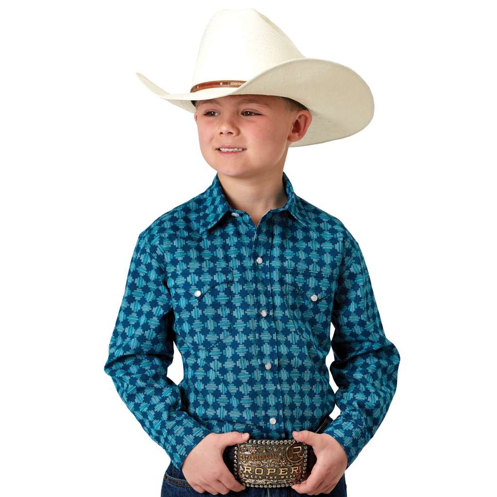 Ariat Boys West Made Collection Shirt - Print Blue