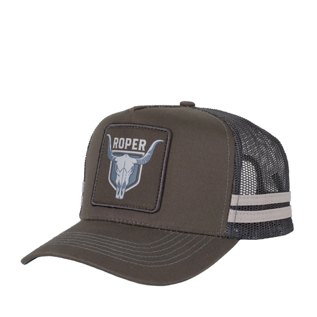 Roper Trucker Cap - Bull Skull Steel Grey