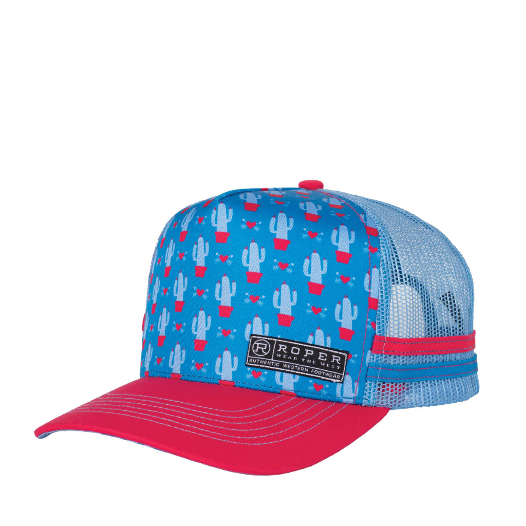 Roper Trucker Cap - Cactus Print Blue Jewel