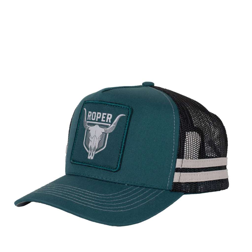 Roper Trucker Cap - Bull Skull Petrol