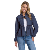 Roper womens Five Star Collection Denim Shirt Jacket - Solid Blue