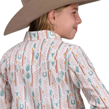 Roper Girls Five Star Colleciton Shirt - Print White