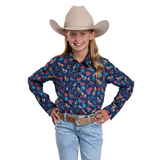 Roper Girls Five Star Collection Shirt - Print Blue